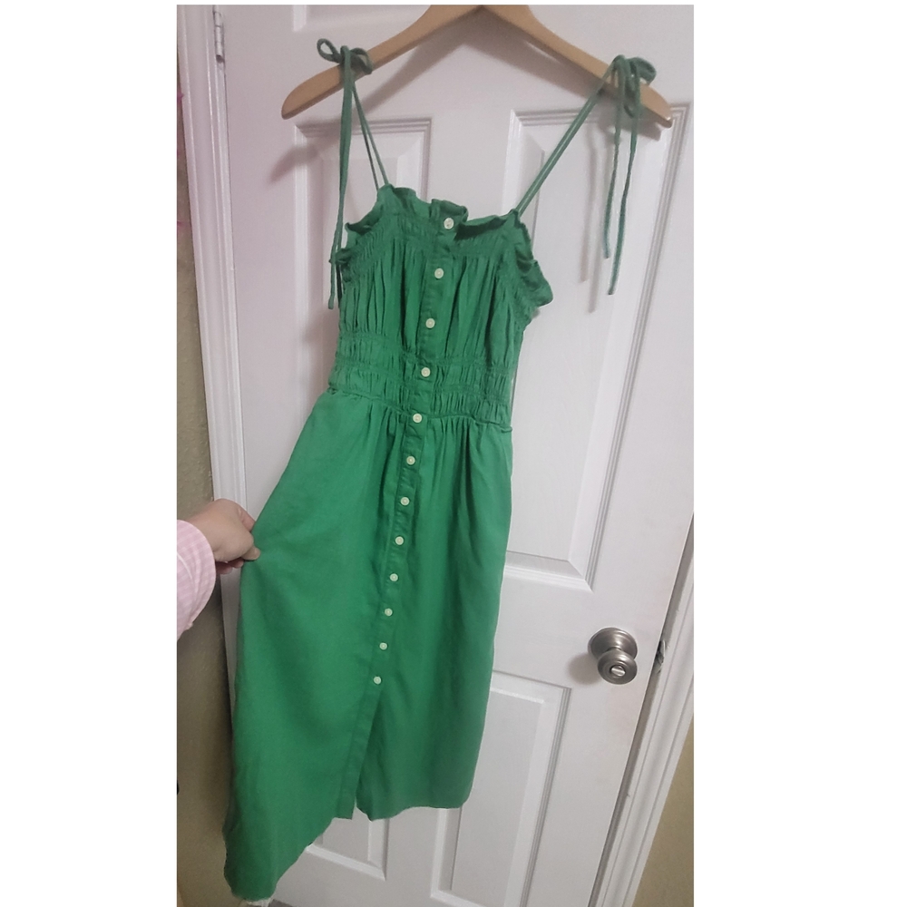 Universal Thread Green Linen Blend Button Front M… - image 6